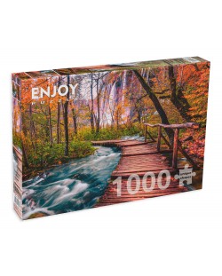 Puzzle Enjoy de 1000 piese - Forest Stream in Plitvice, Croatia